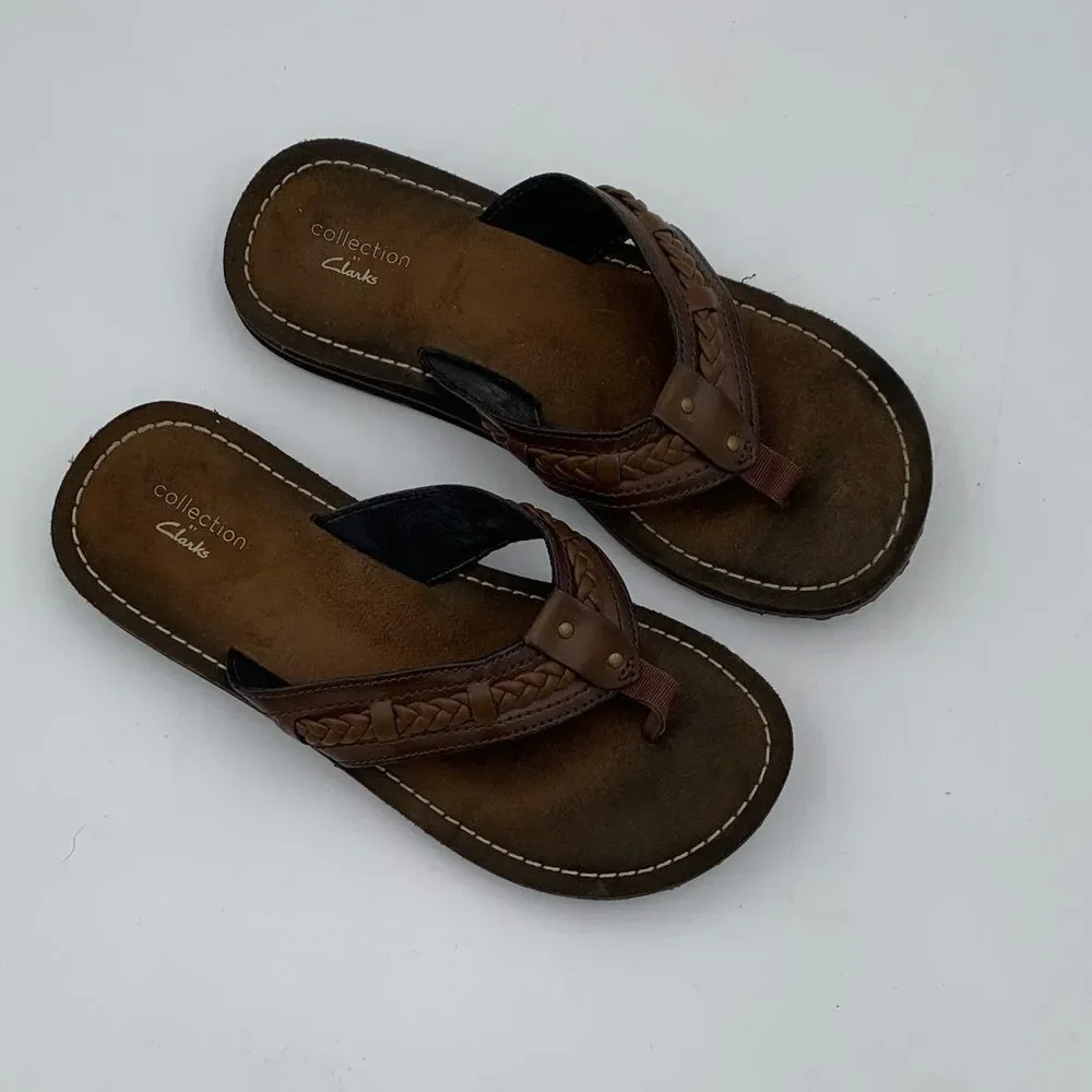 Clarks Men's Tan and Black Flip-Flops size 7